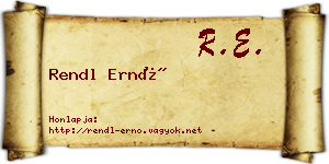 Rendl Ernő névjegykártya